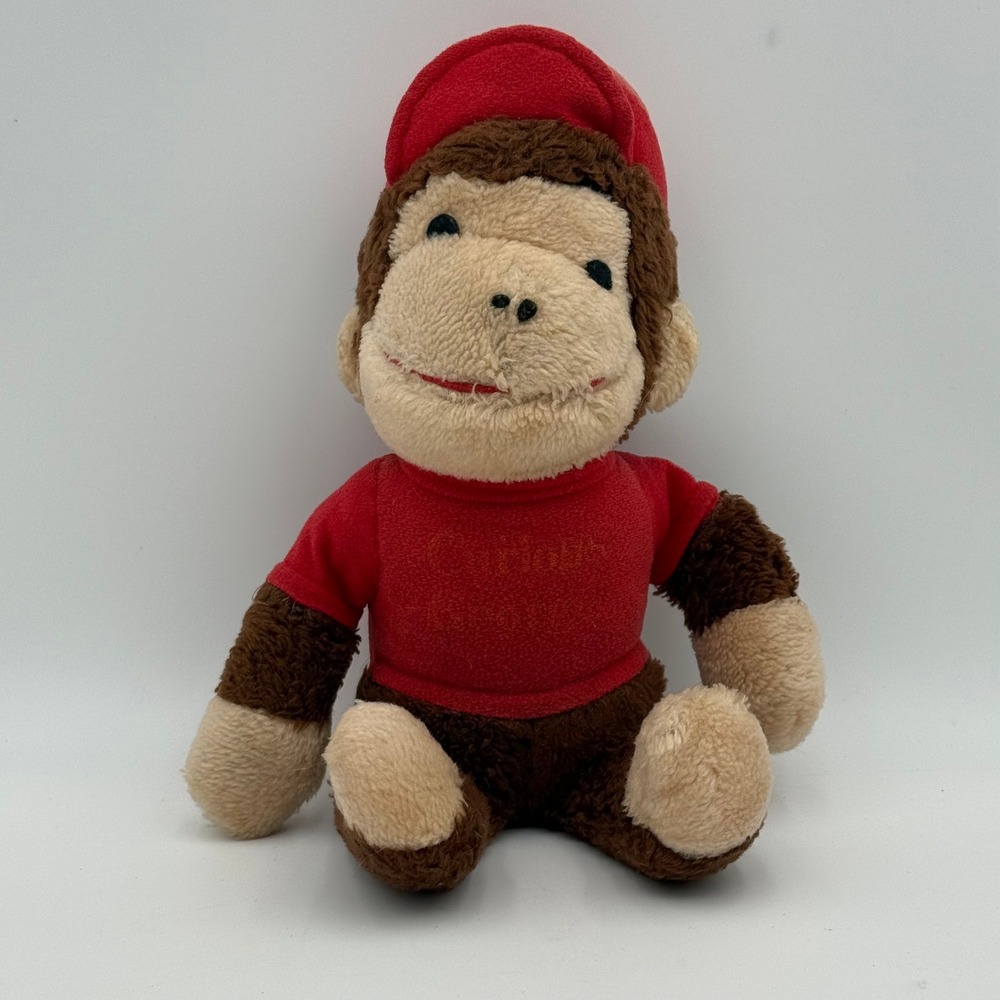 Curious George Plush Monkey Red Shirt and Hat Wind Up Toy 12 Inch Brown